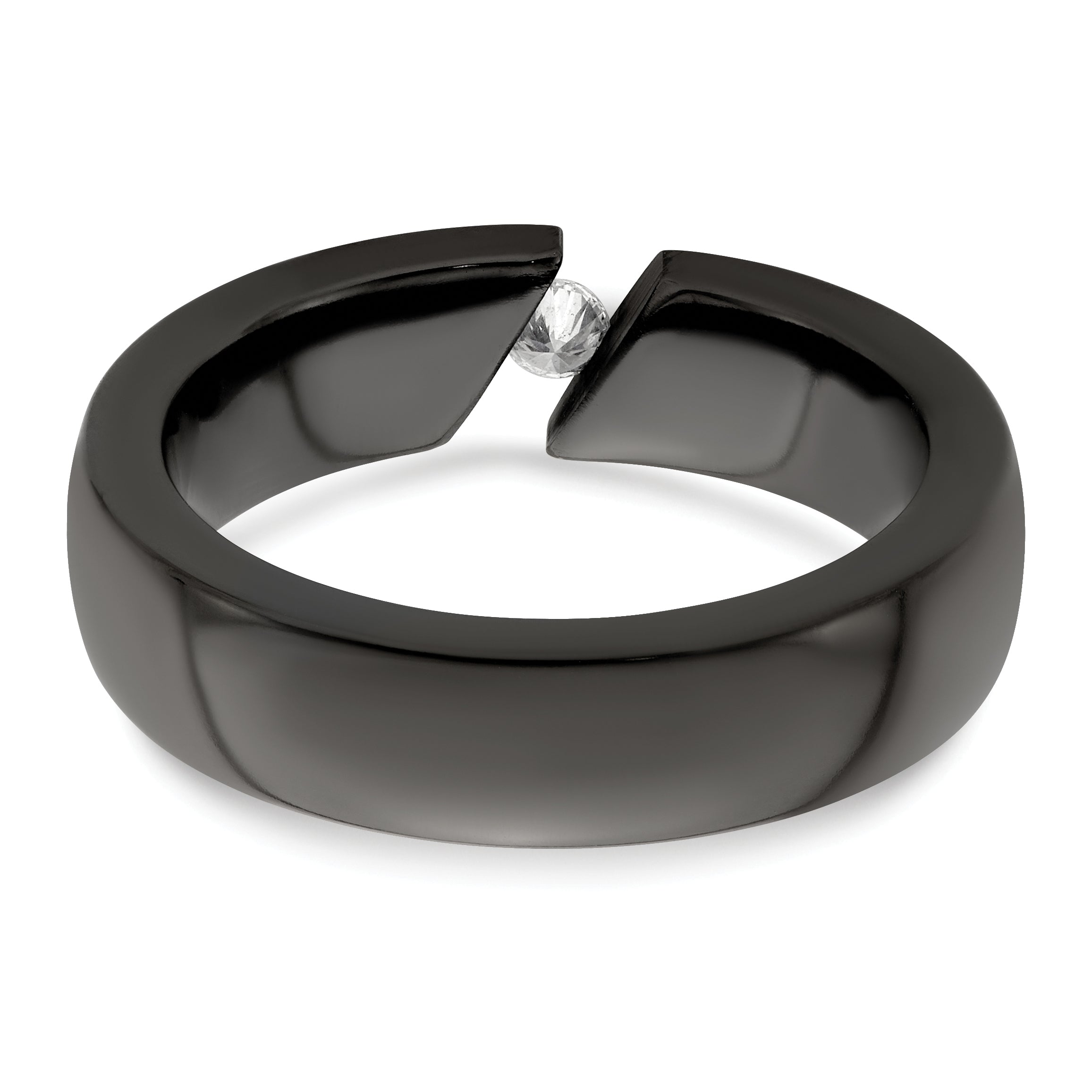 Edward Mirell Black Titanium Diamond Wedding Band with Engravable Gift Box