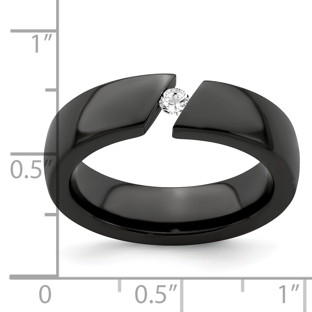 Edward Mirell Black Titanium Diamond Wedding Band with Engravable Gift Box