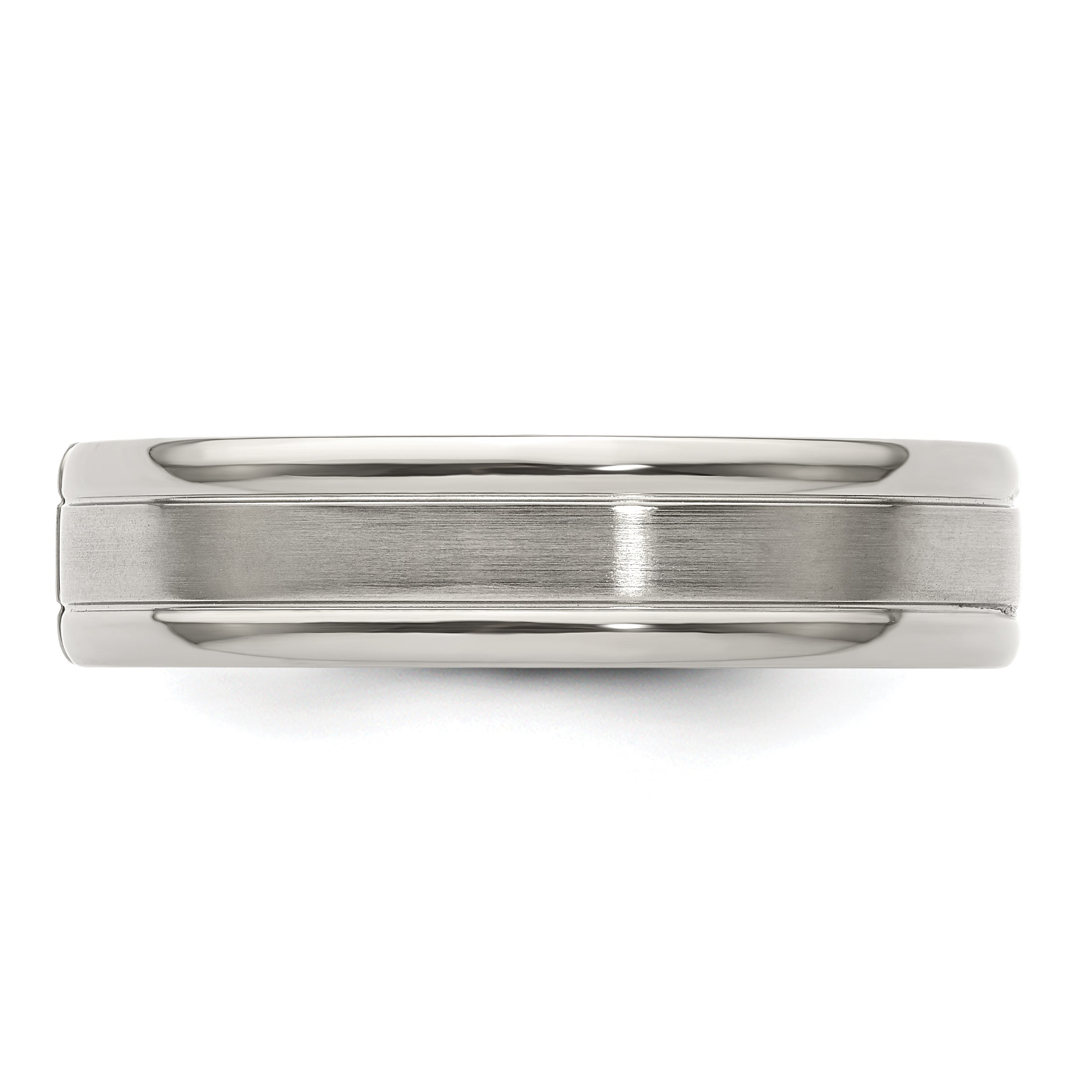 Edward Mirell Titanium Wedding Band with Diamond Tension-Set and Grooved Finish