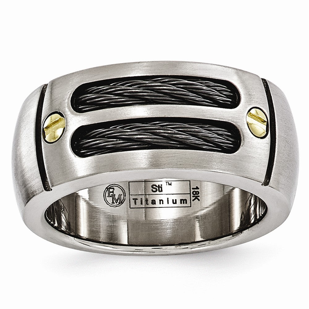 Sophia Jewelers Titanium Wedding Band with 18k Rivet Brushed Finish