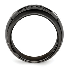 Edward Mirell Black Titanium Wedding Band with Spinel and Cable Design