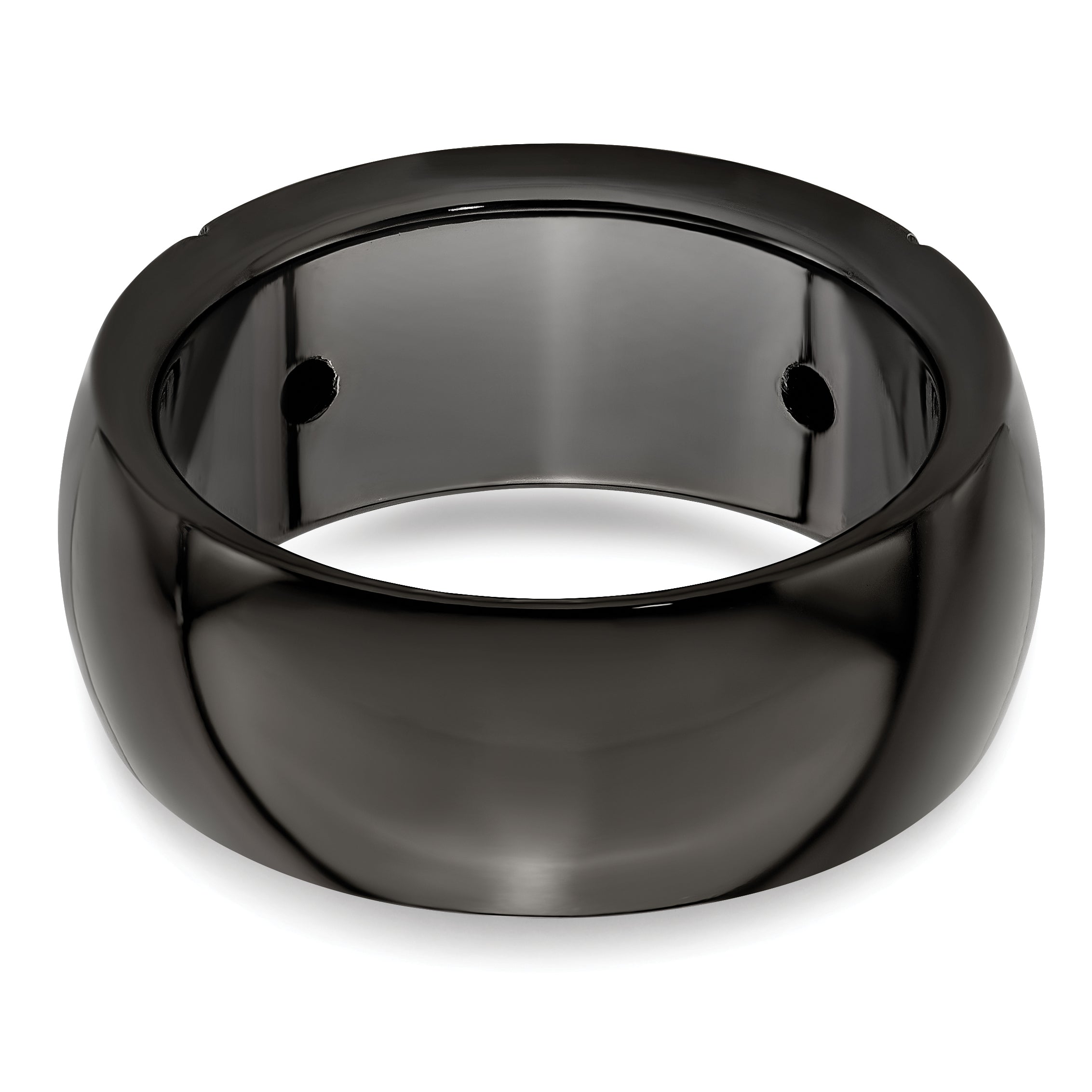 Edward Mirell Black Titanium Wedding Band with Spinel and Cable Design