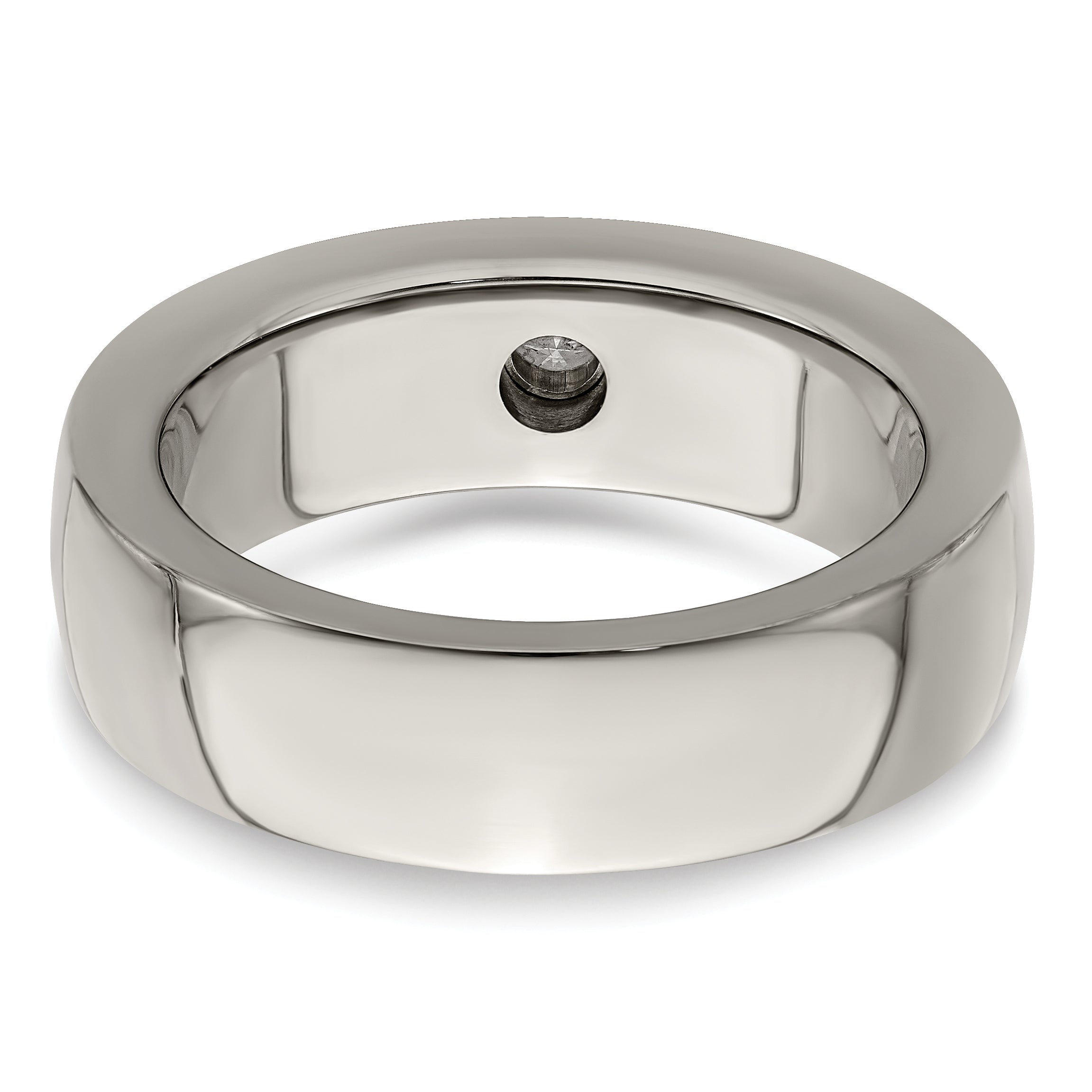 Titanium Diamond Wedding Band with Bezel Set and Polished Finish