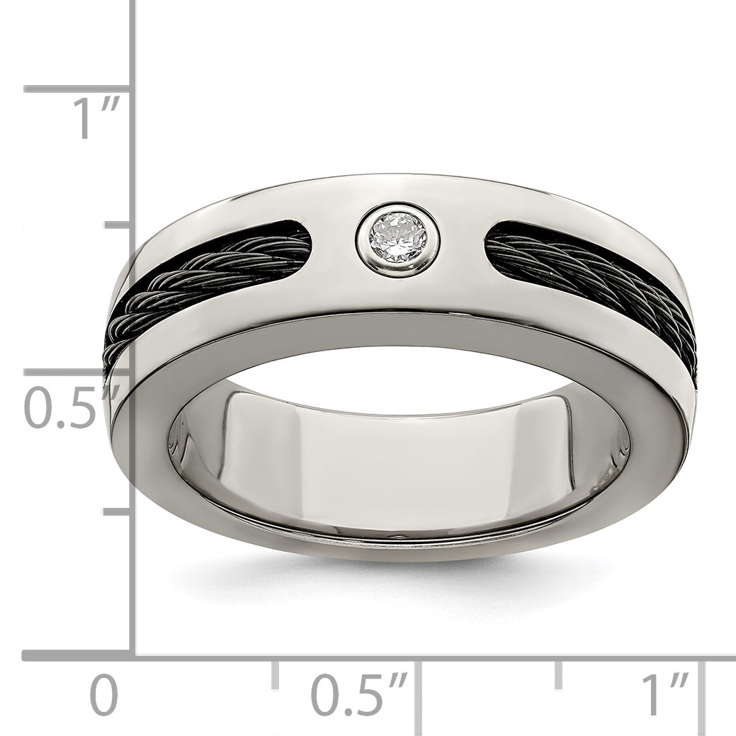 Titanium Diamond Wedding Band with Bezel Set and Polished Finish