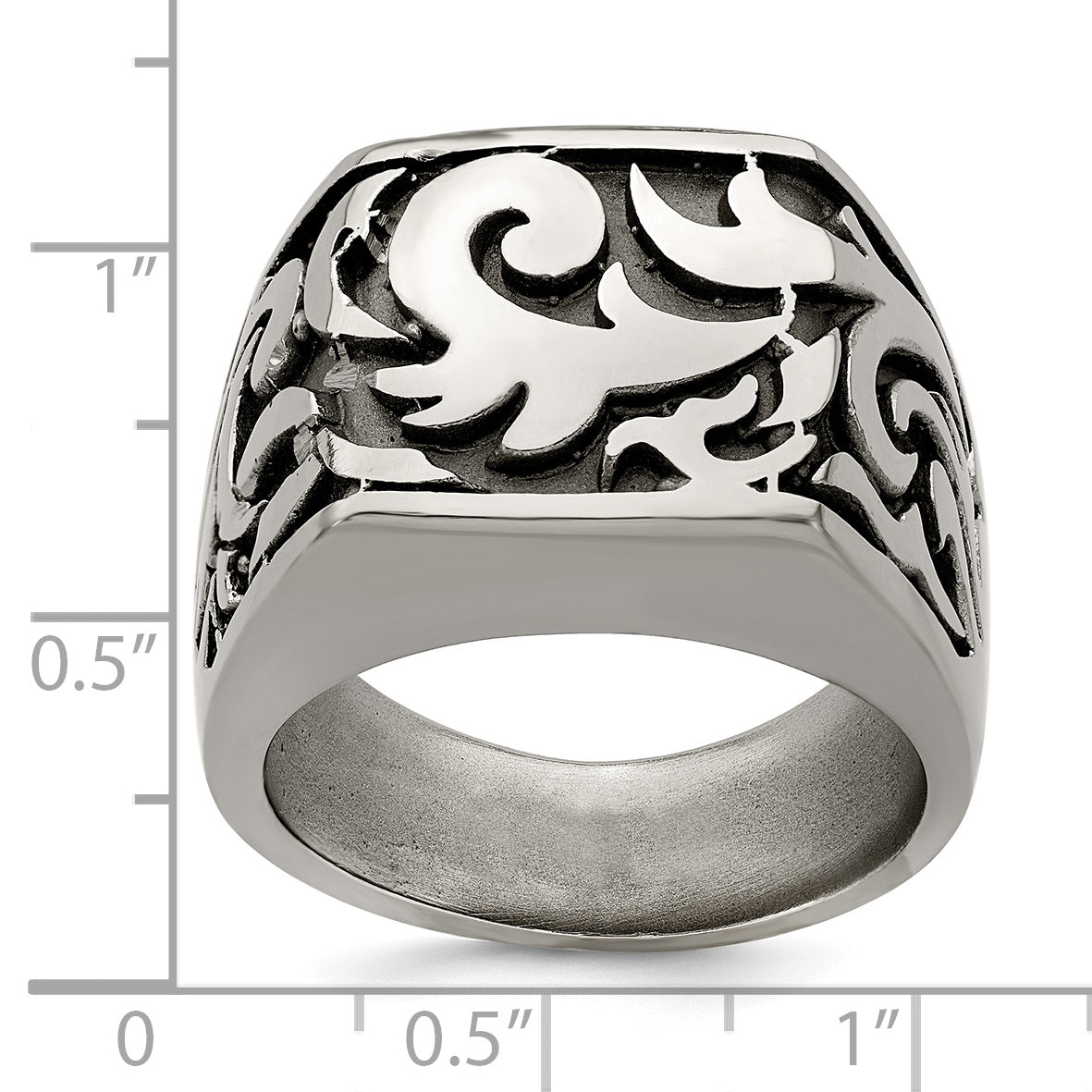 Edward Mirell Titanium Signet Ring with Casted Design Gift Ready