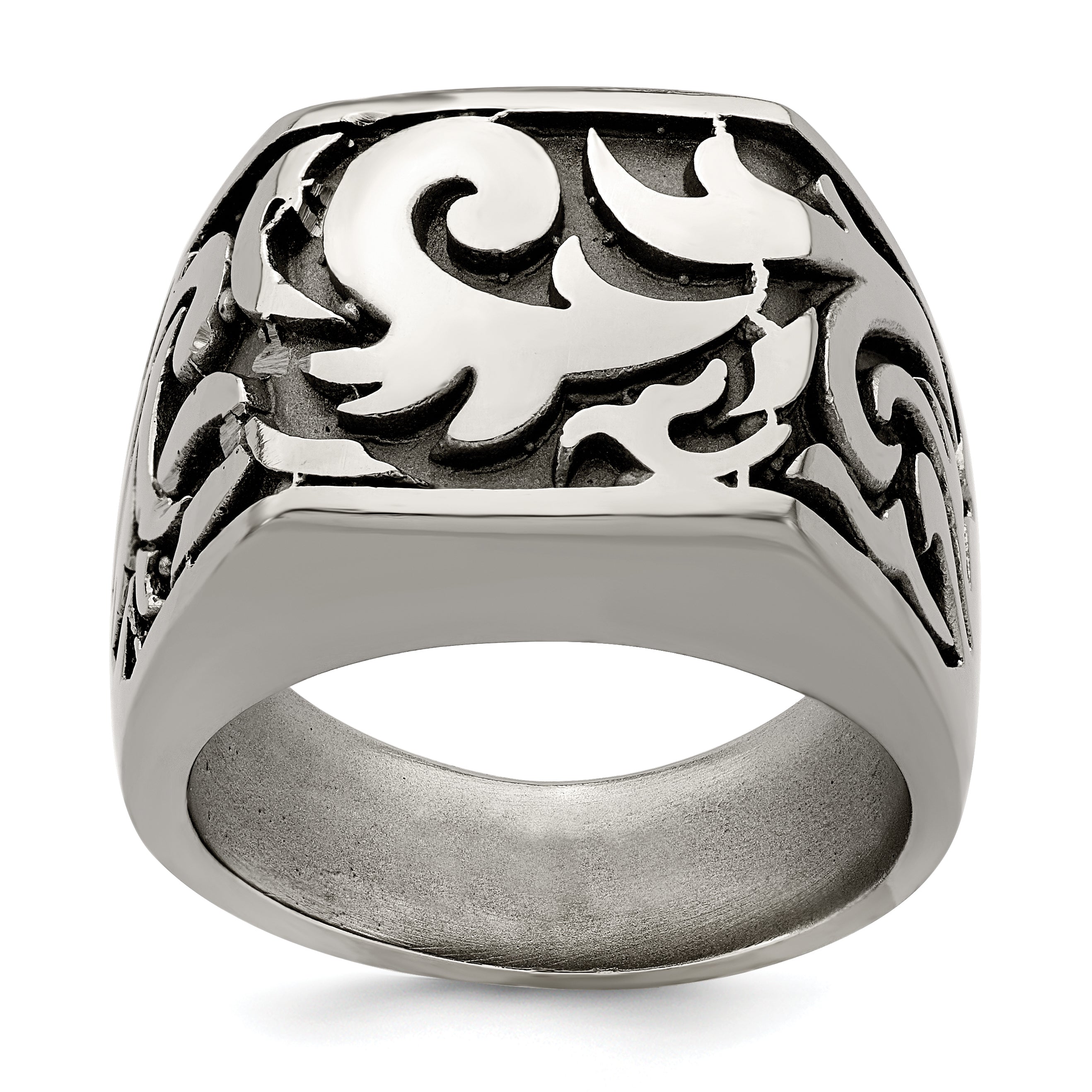 Edward Mirell Titanium Casted Design Signet Ring