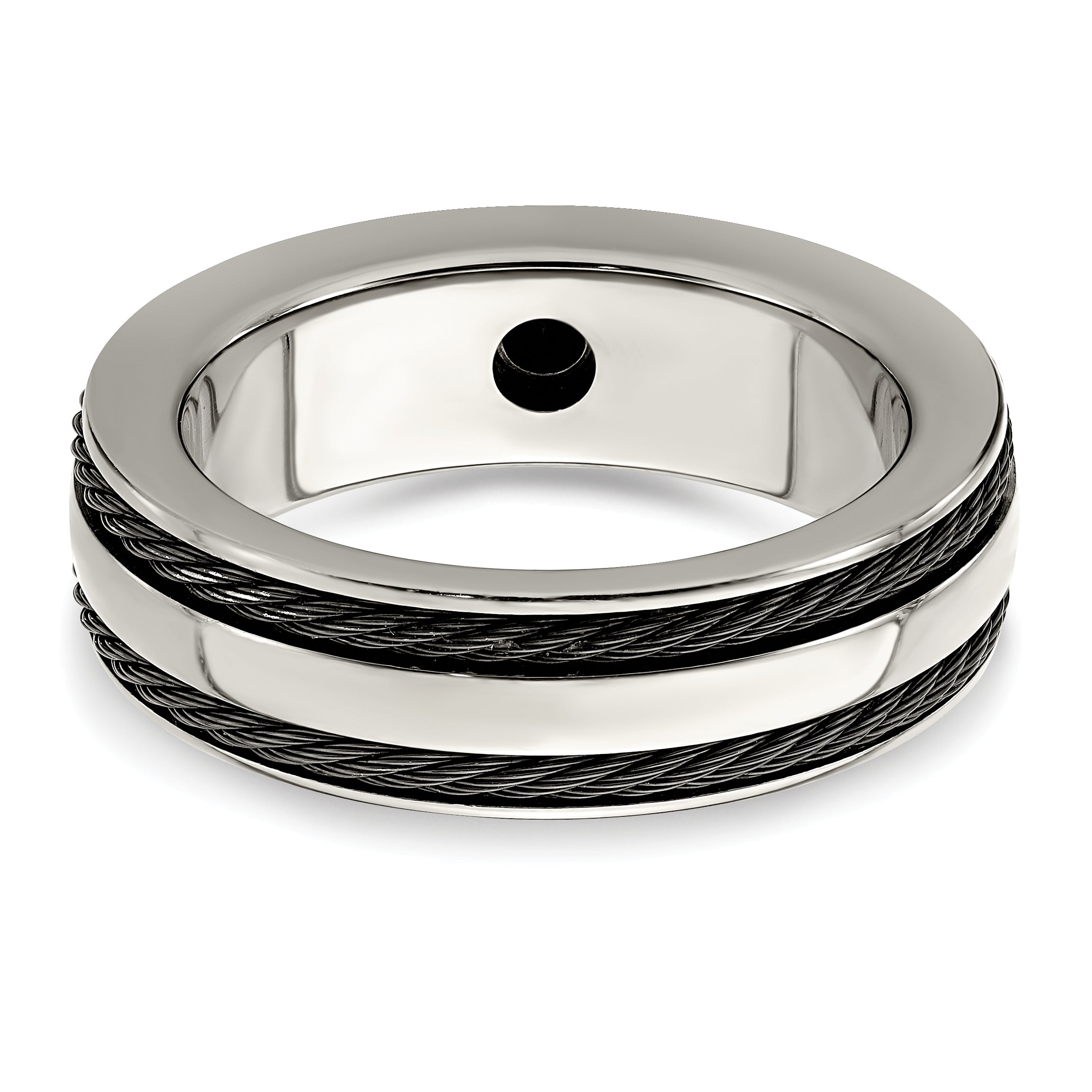 Edward Mirell Titanium Spinel WithArgentium Silver Bezel & Cable 7mm Ring