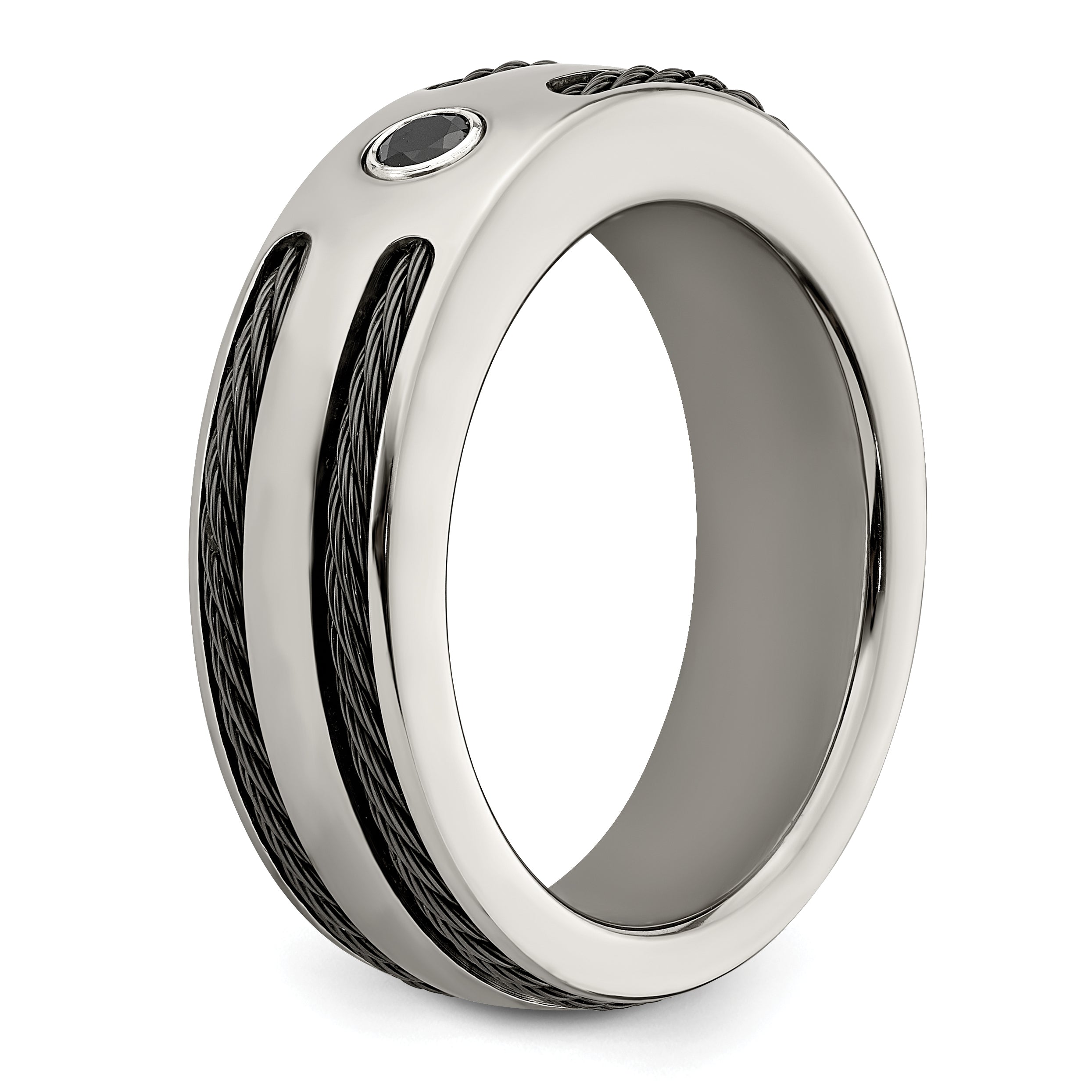 Edward Mirell Titanium Spinel WithArgentium Silver Bezel & Cable 7mm Ring