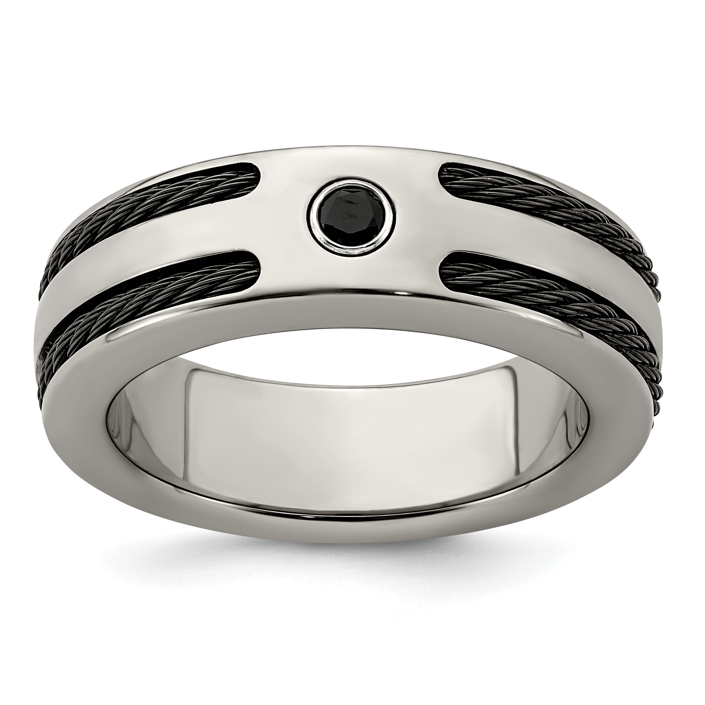 Edward Mirell Titanium Spinel WithArgentium Silver Bezel & Cable 7mm Ring