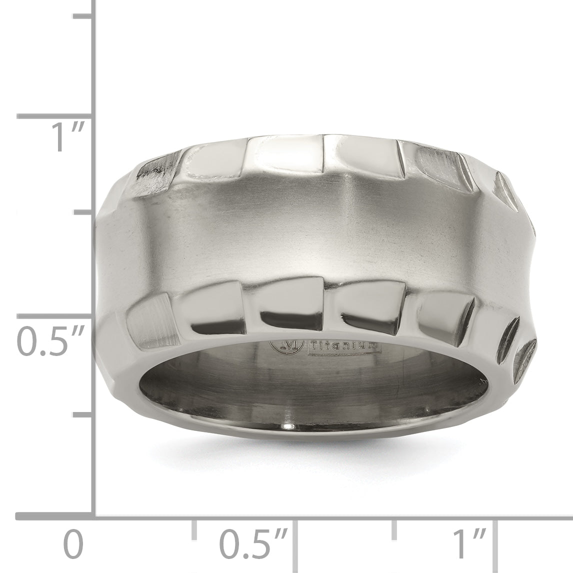 Sophia Jewelers Titanium Faceted Edge 12mm Brushed Polished Wedding Band