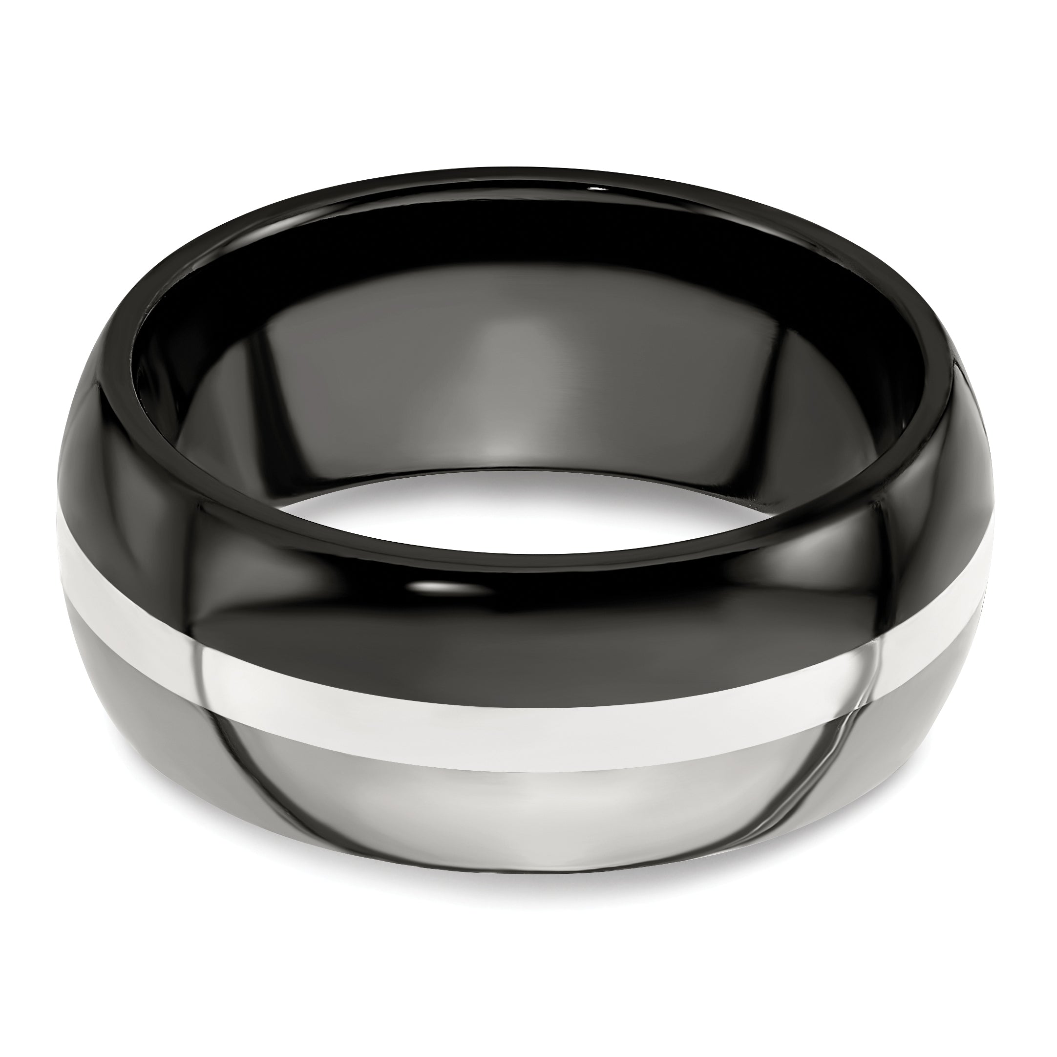 Edward Mirell Black Ti/Sterling Silver/Titanium Domed Brushed/Polished 9mm Band