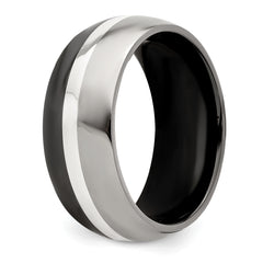 Edward Mirell Black Ti/Sterling Silver/Titanium Domed Brushed/Polished 9mm Band