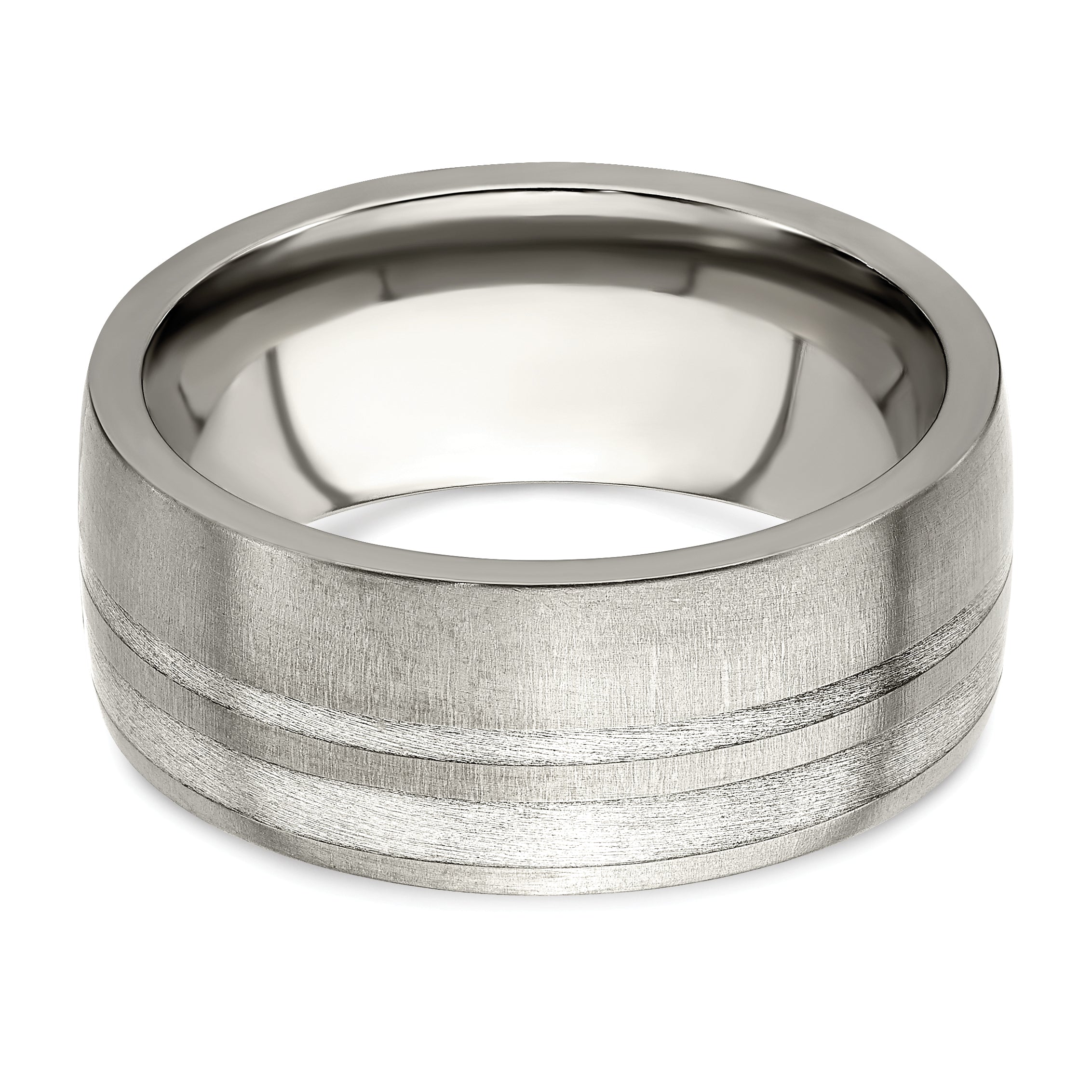 Edward Mirell Titanium Silver Two-Tone Brushed 9mm Engravable Wedding Band