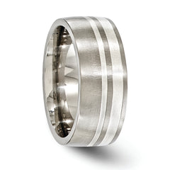 Edward Mirell Titanium Silver Two-Tone Brushed 9mm Engravable Wedding Band