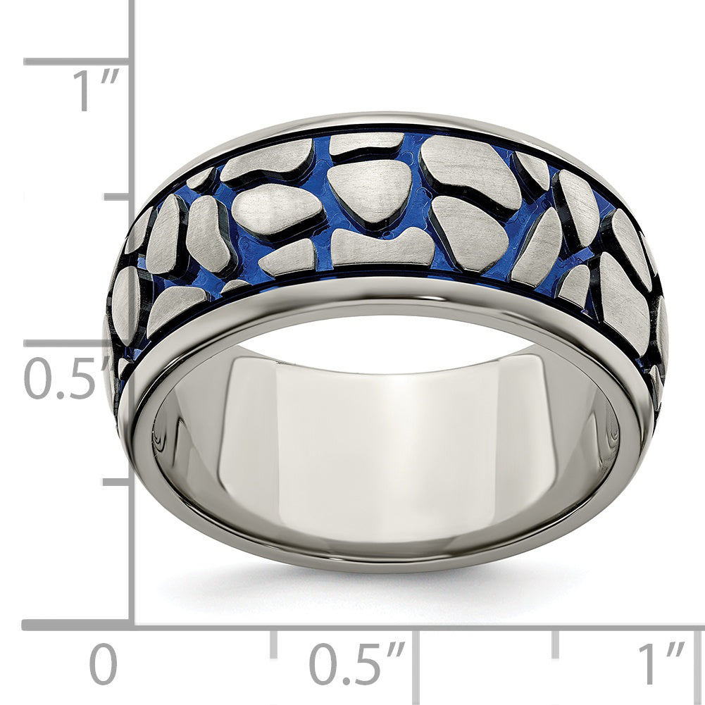 Edward Mirell Titanium Blue Anodized 10mm Brushed Wedding Band