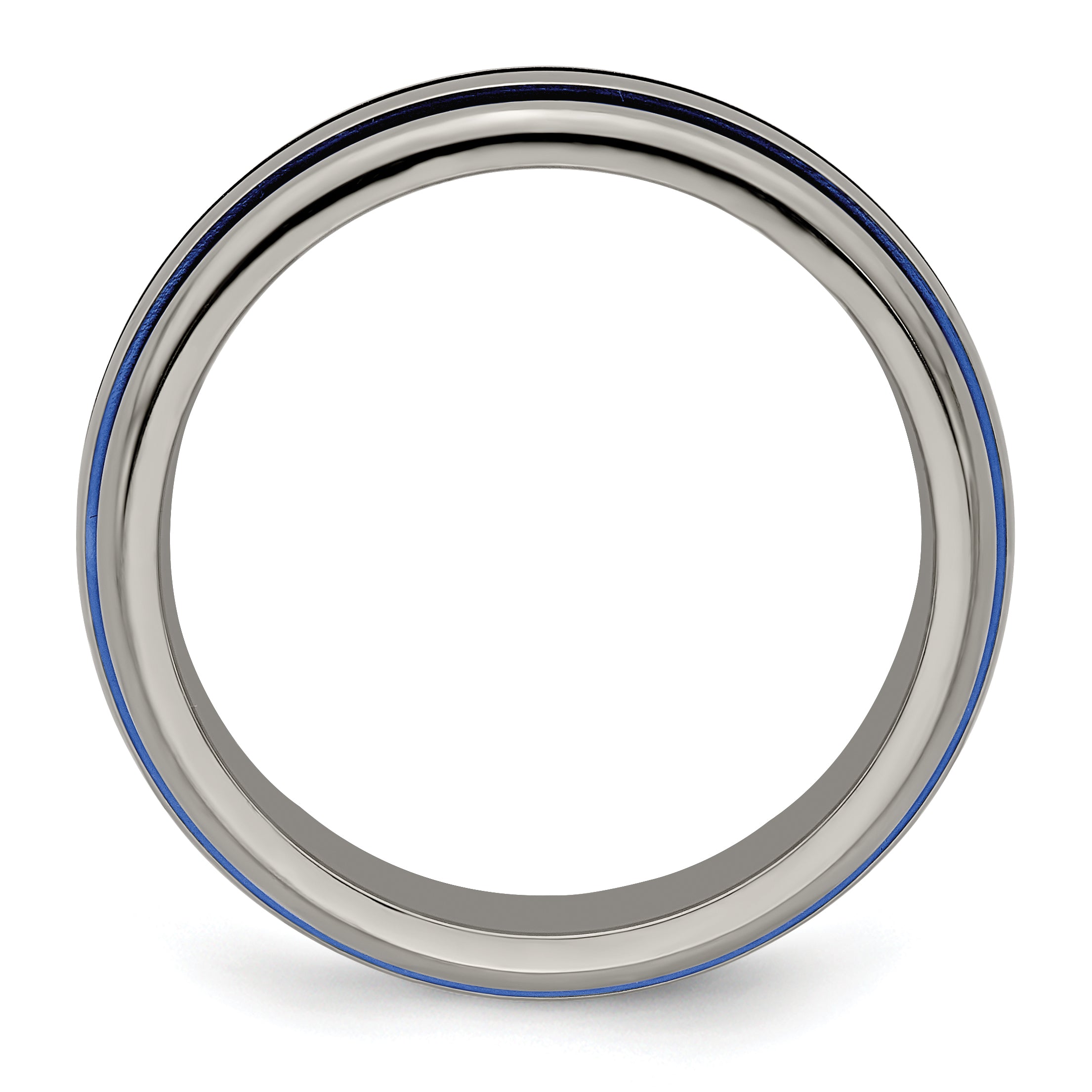 Edward Mirell Titanium Triple Groove Blue Anodized Ring