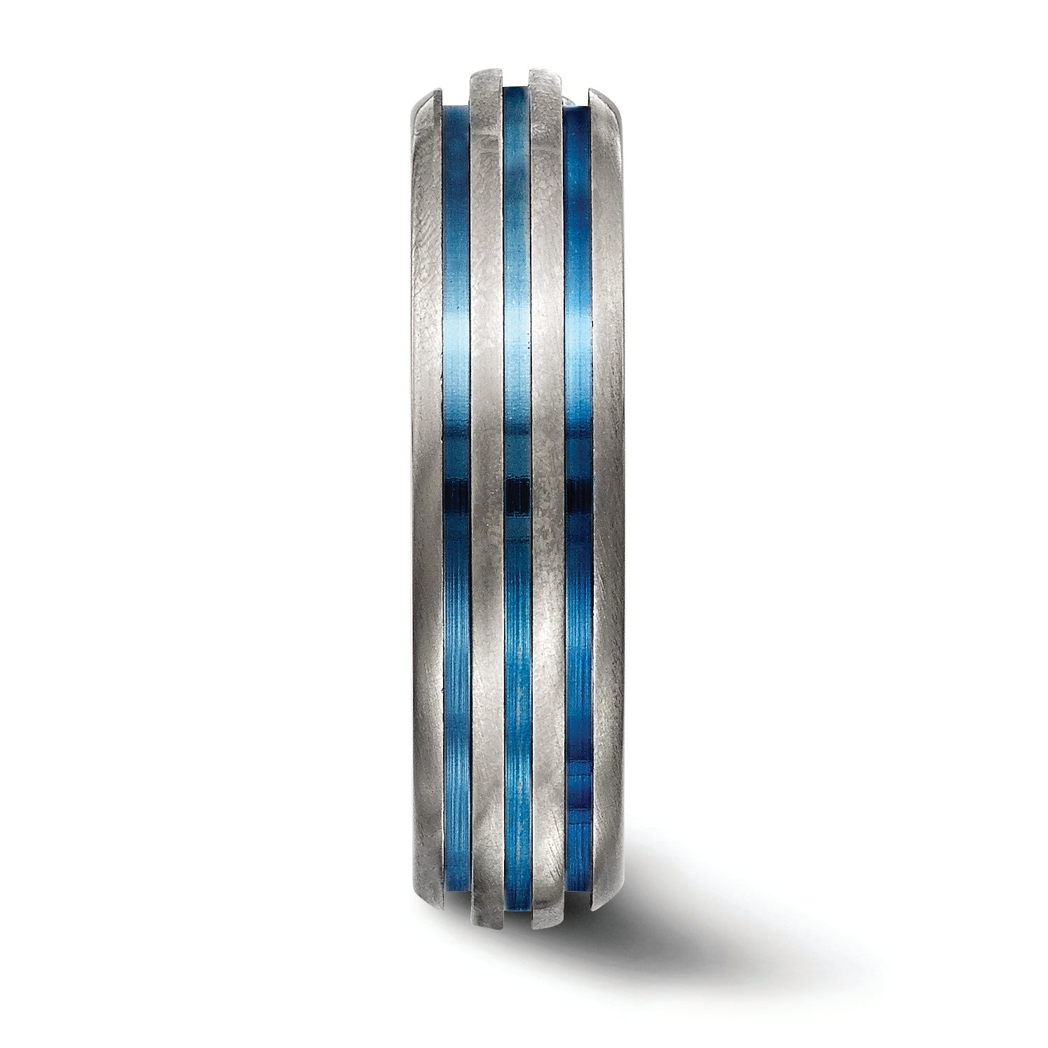 Edward Mirell Titanium Triple Groove Blue Anodized Ring