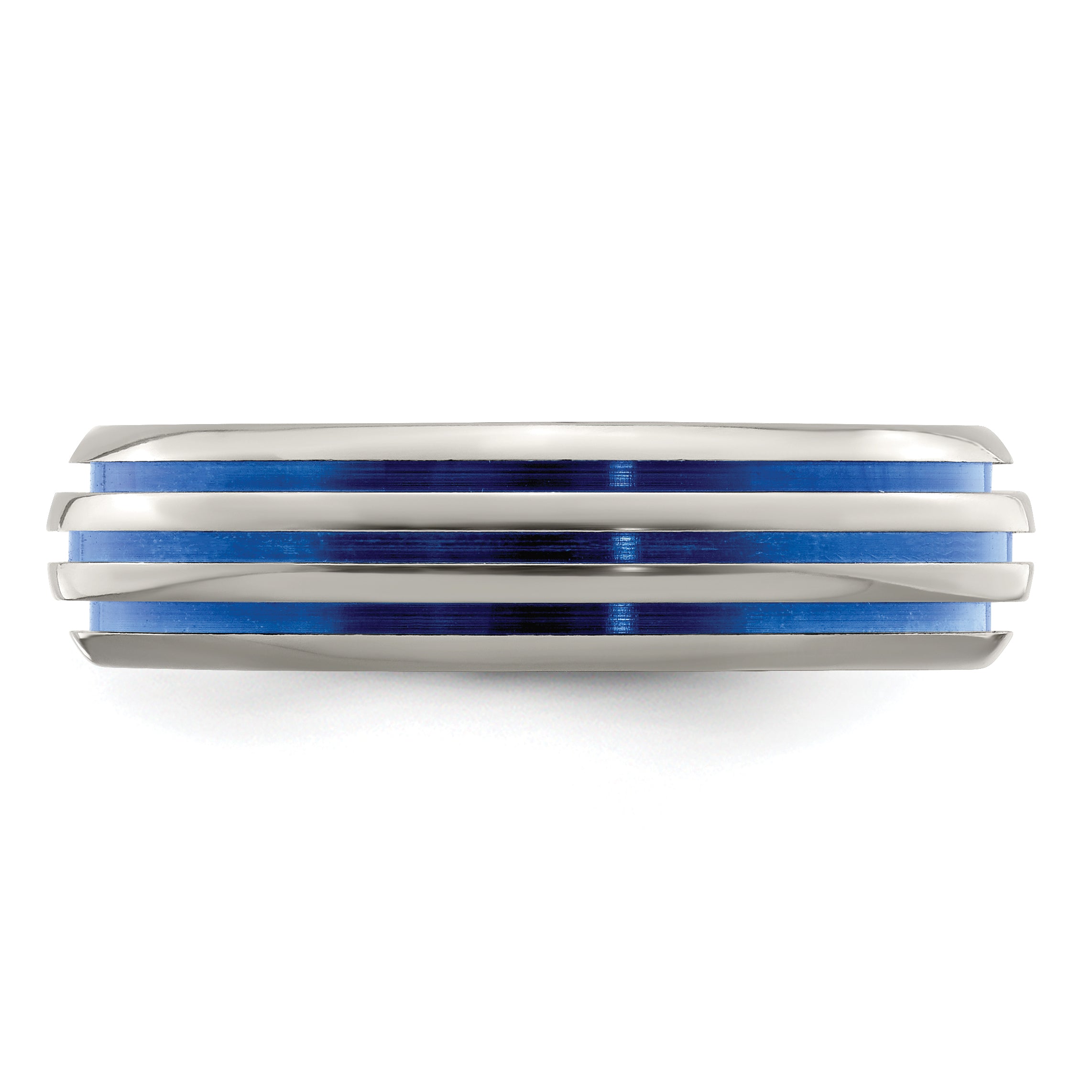 Edward Mirell Titanium Triple Groove Blue Anodized Ring