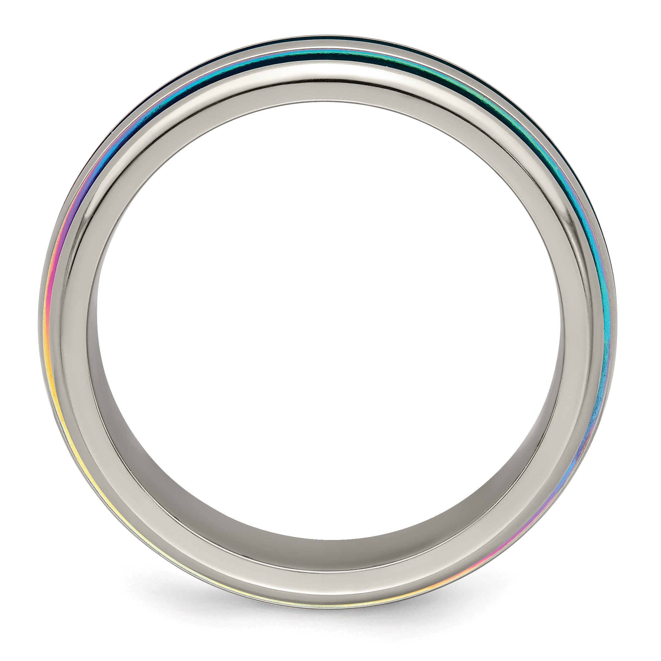 Sophia Jewelers Titanium Wedding Band with Multi-Color Anodized Grooves