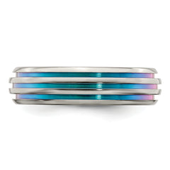 Sophia Jewelers Titanium Wedding Band with Multi-Color Anodized Grooves