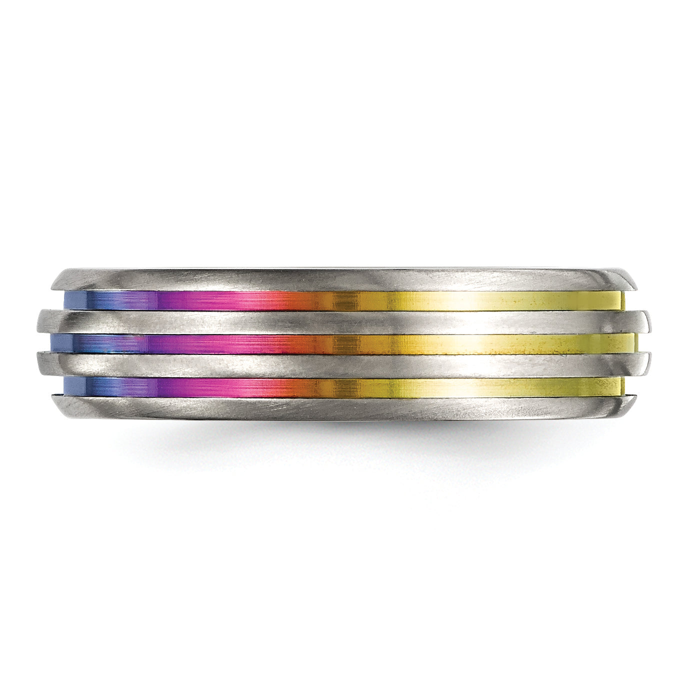 Sophia Jewelers Titanium Wedding Band with Multi-Color Anodized Grooves