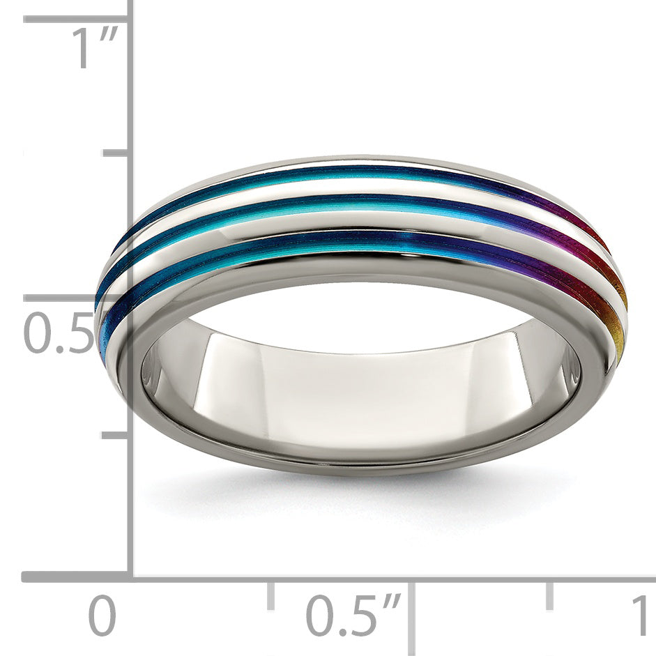 Sophia Jewelers Titanium Wedding Band with Multi-Color Anodized Grooves