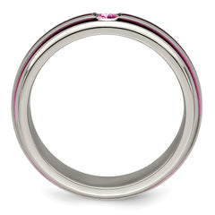 Edward Mirell Titanium Trpl Groove Pink Anodized & Pink Sapphire Ring