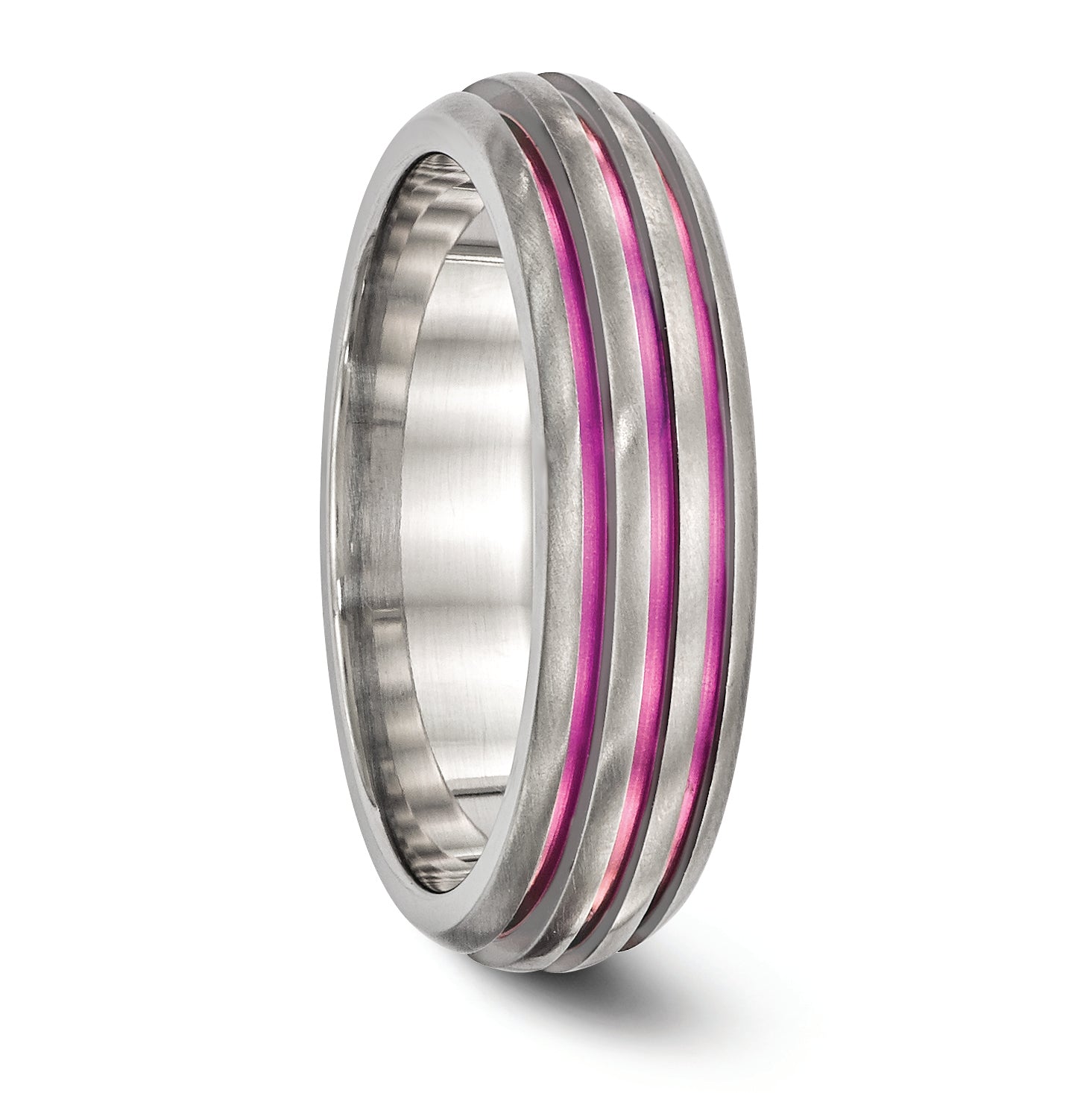 Sophia Jewelers Titanium Wedding Band with Pink Anodized Grooves