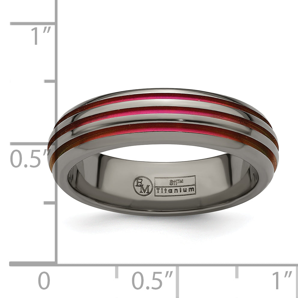 Edward Mirell Titanium Pink Anodized Triple Groove 6mm Band