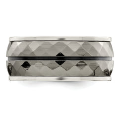 Edward Mirell Sterling Silver & Black Ti Inlay Black Stripe Ring