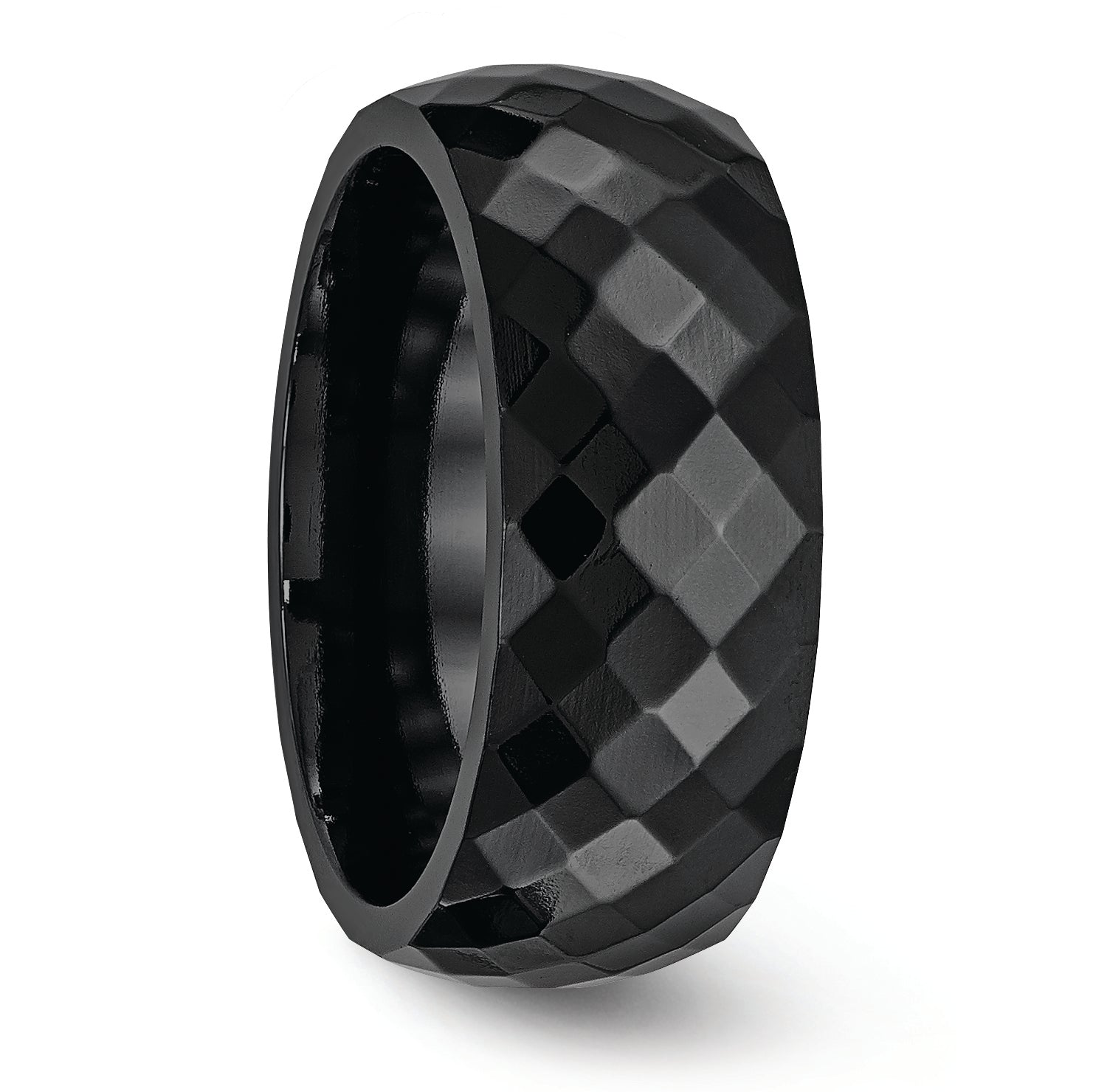 Sophia Jewelers Titanium Wedding Band with Polished Faceted 9mm Design