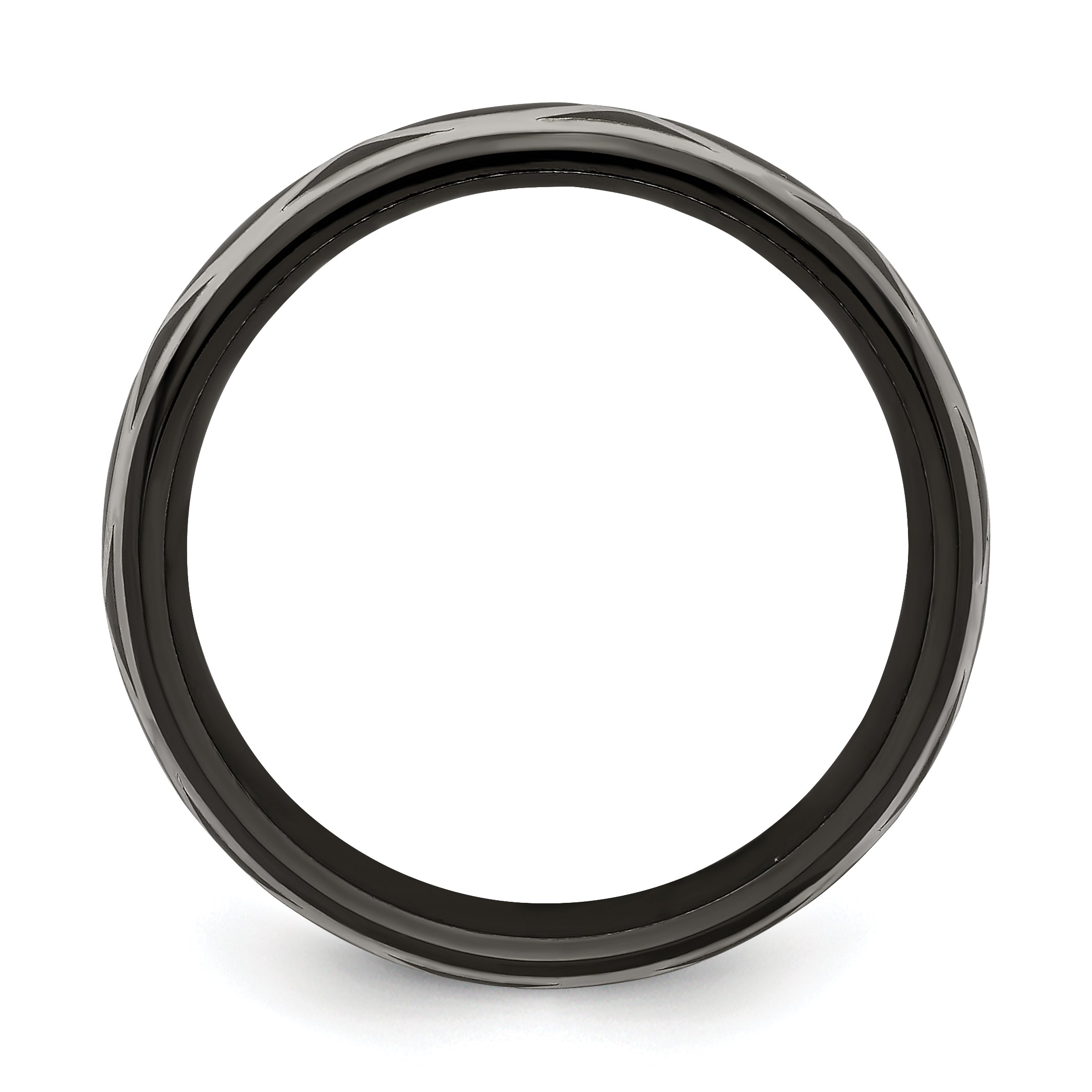 Edward Mirell Black Ti and Argentium Sterling Silver Brushed/Polished Infinity Design 6mm Domed Band