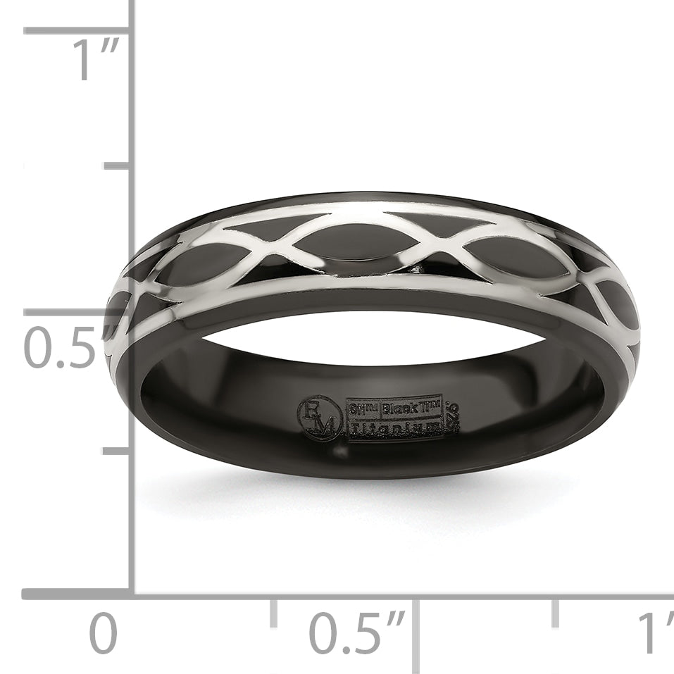 Edward Mirell Black Titanium Two-Tone Infinity Wedding Band 6mm Elegant Design