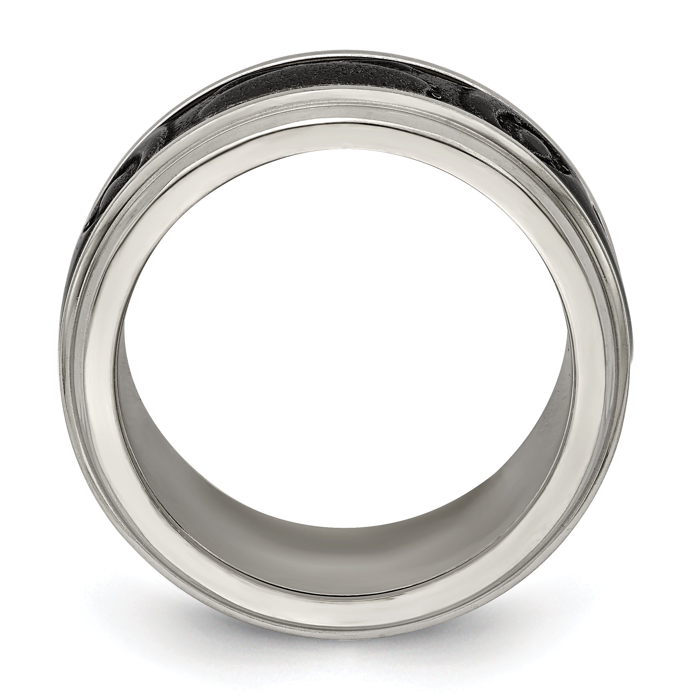 Edward Mirell Titanium Wedding Band with Black Inlay Polished Finish