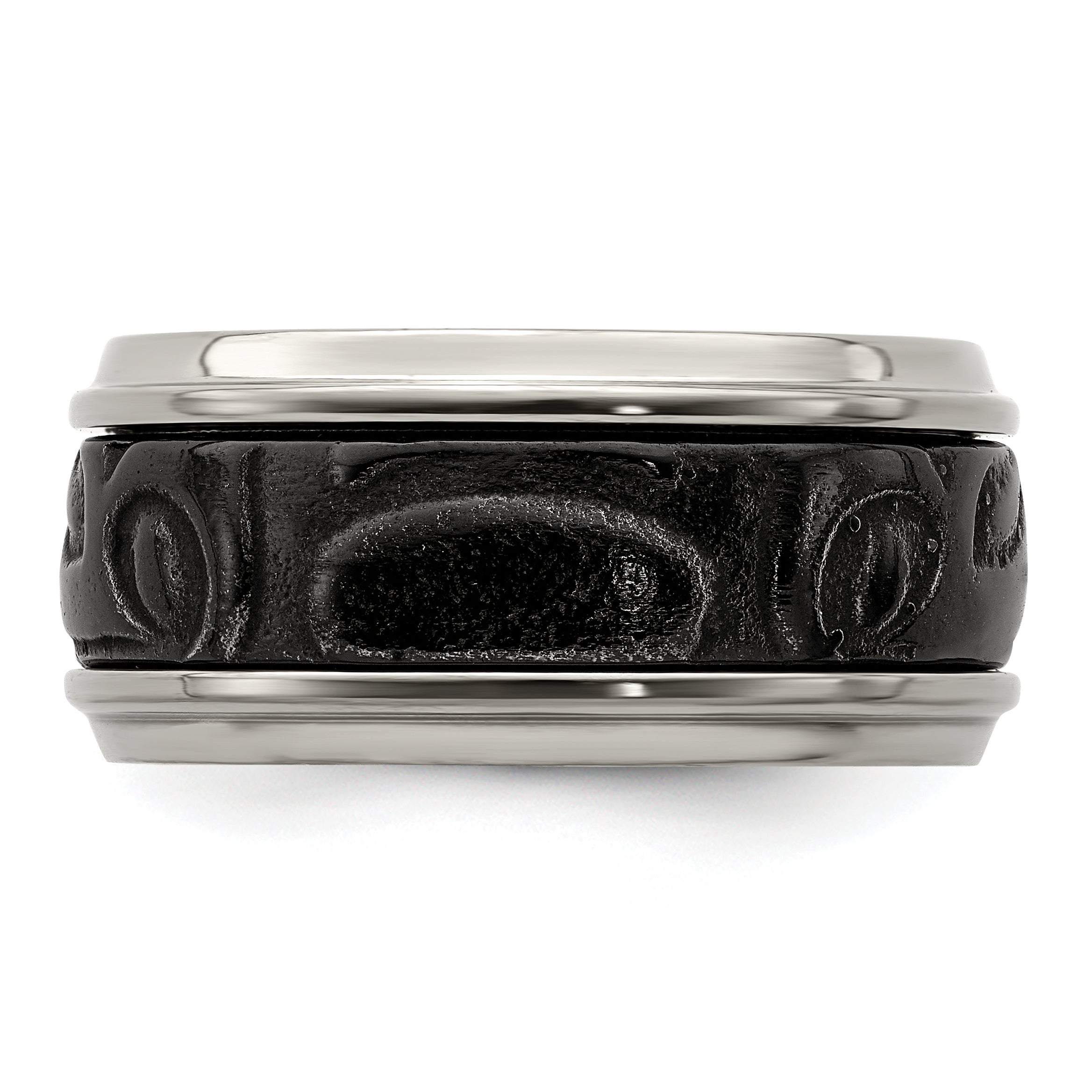 Edward Mirell Titanium Wedding Band with Black Inlay Polished Finish