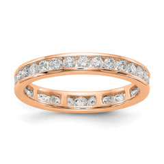 14K Rose Gold Lab Grown Diamond Polished 1ct Channel Set Eternity Band