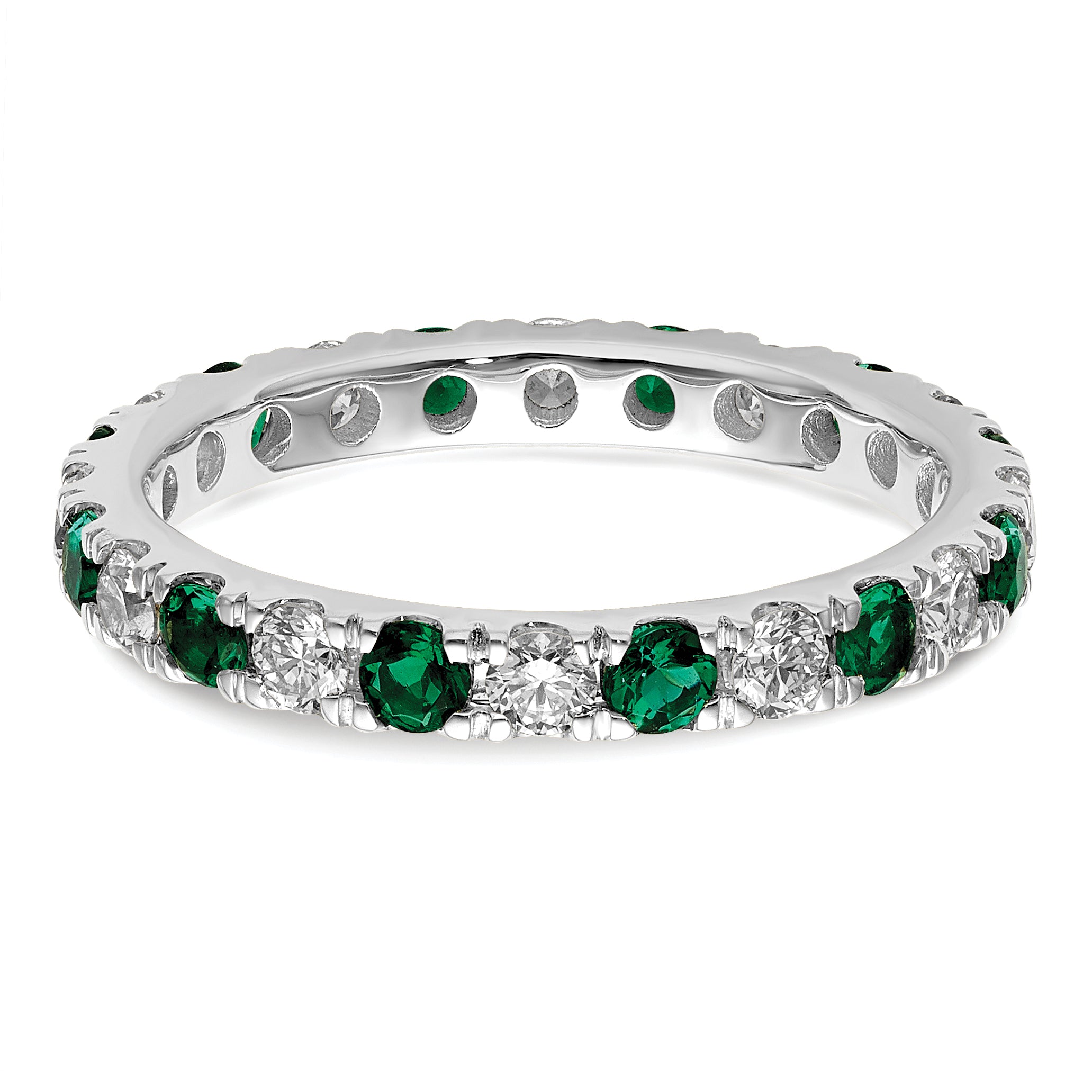 14K White Gold Lab Grown Dia VS/SI GH & Cr Emerald Eternity Band