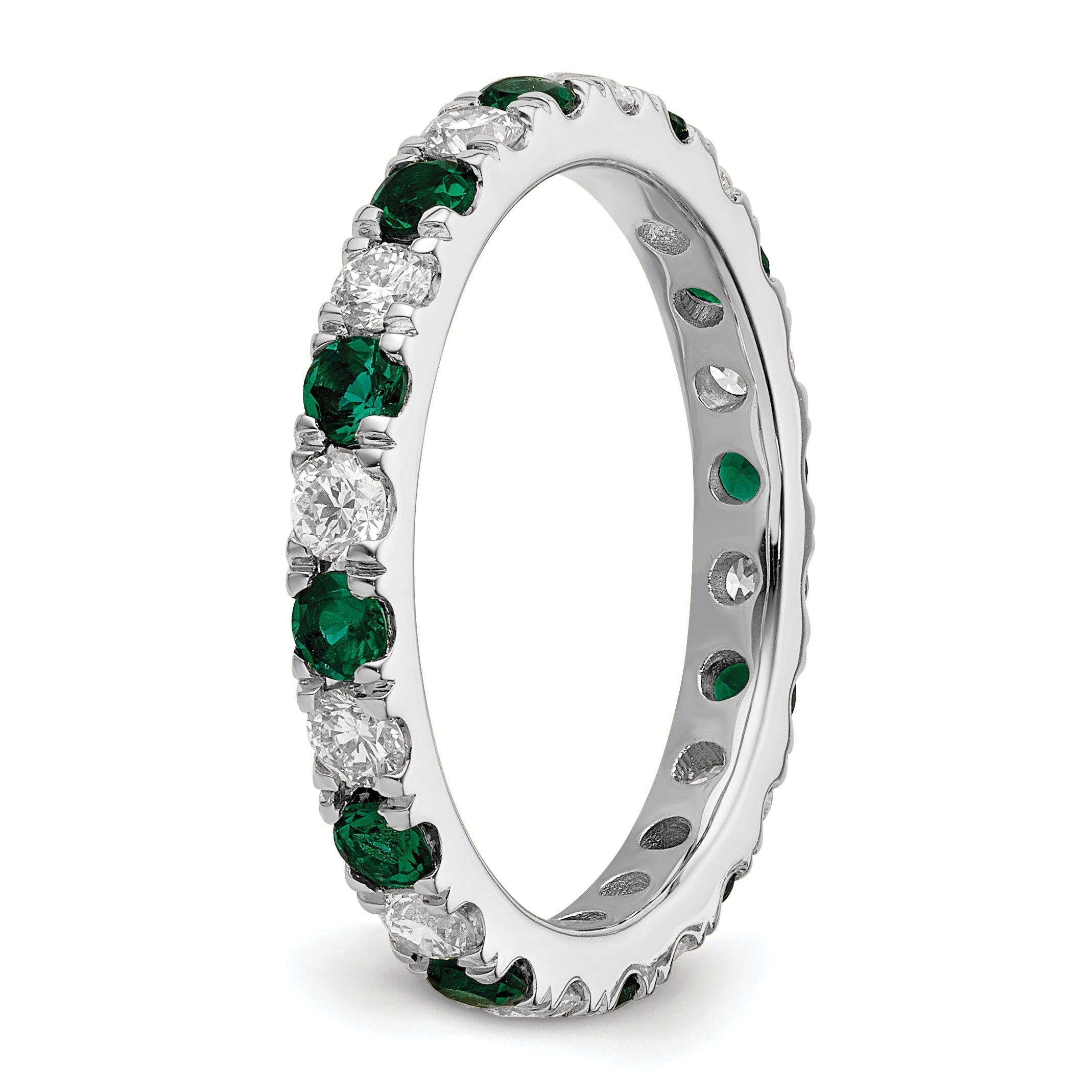 14K White Gold Lab Grown Dia VS/SI GH & Cr Emerald Eternity Band