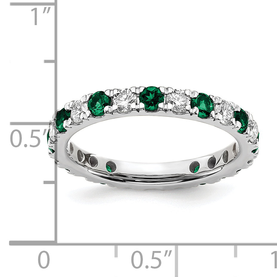 14K White Gold Lab Grown Dia VS/SI GH & Cr Emerald Eternity Band