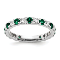 14K White Gold Lab Grown Dia VS/SI GH & Cr Emerald Eternity Band