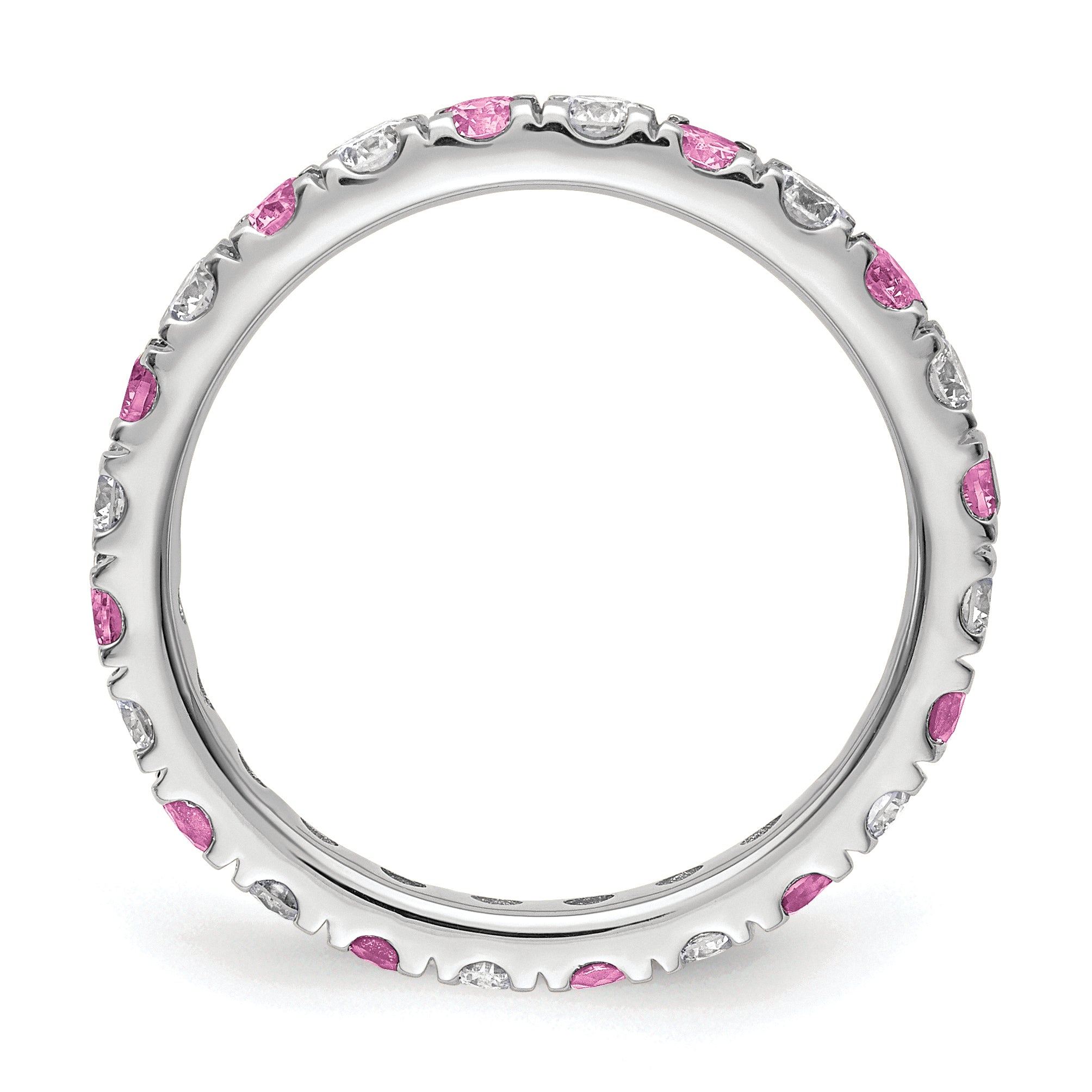 14K White Gold Lab Grown Dia VS/SI GH & Cr Pink Sapp Eternity Ban