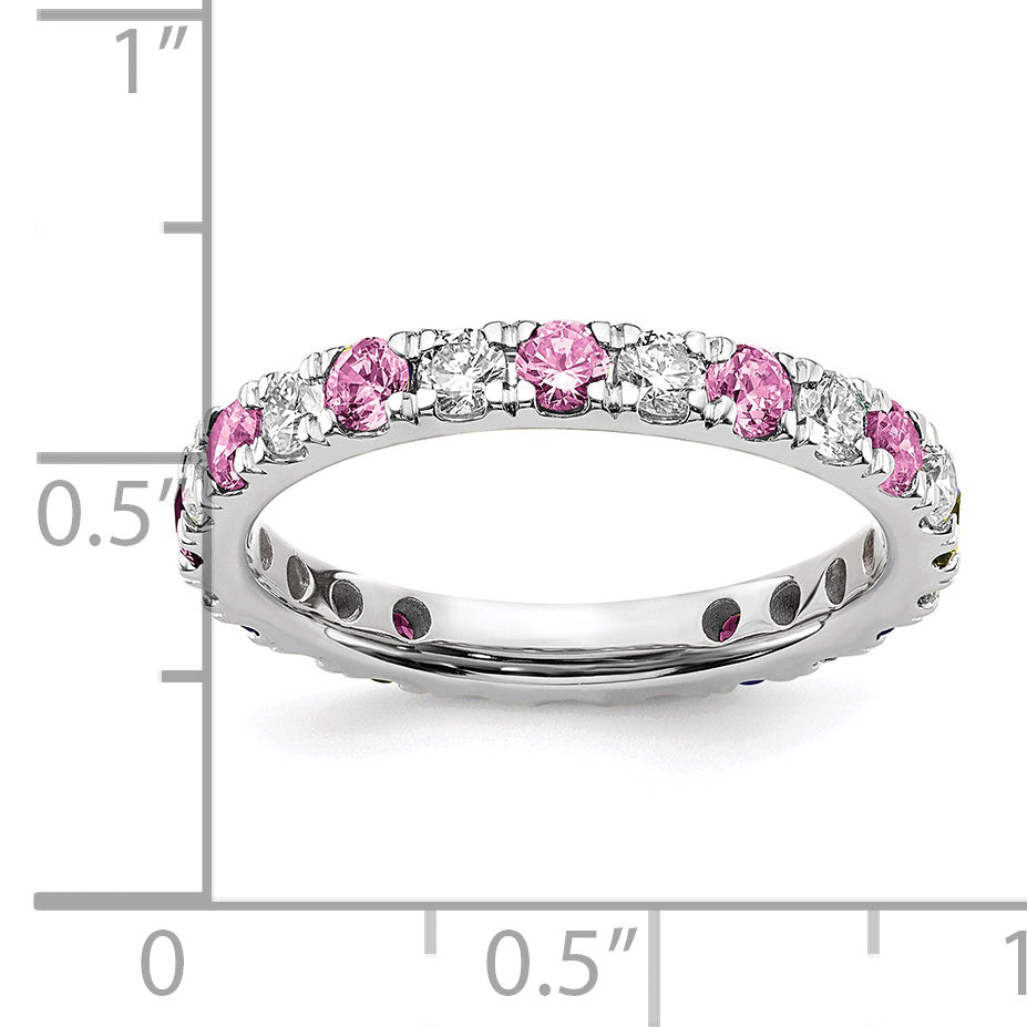 14K White Gold Lab Grown Dia VS/SI GH & Cr Pink Sapp Eternity Ban