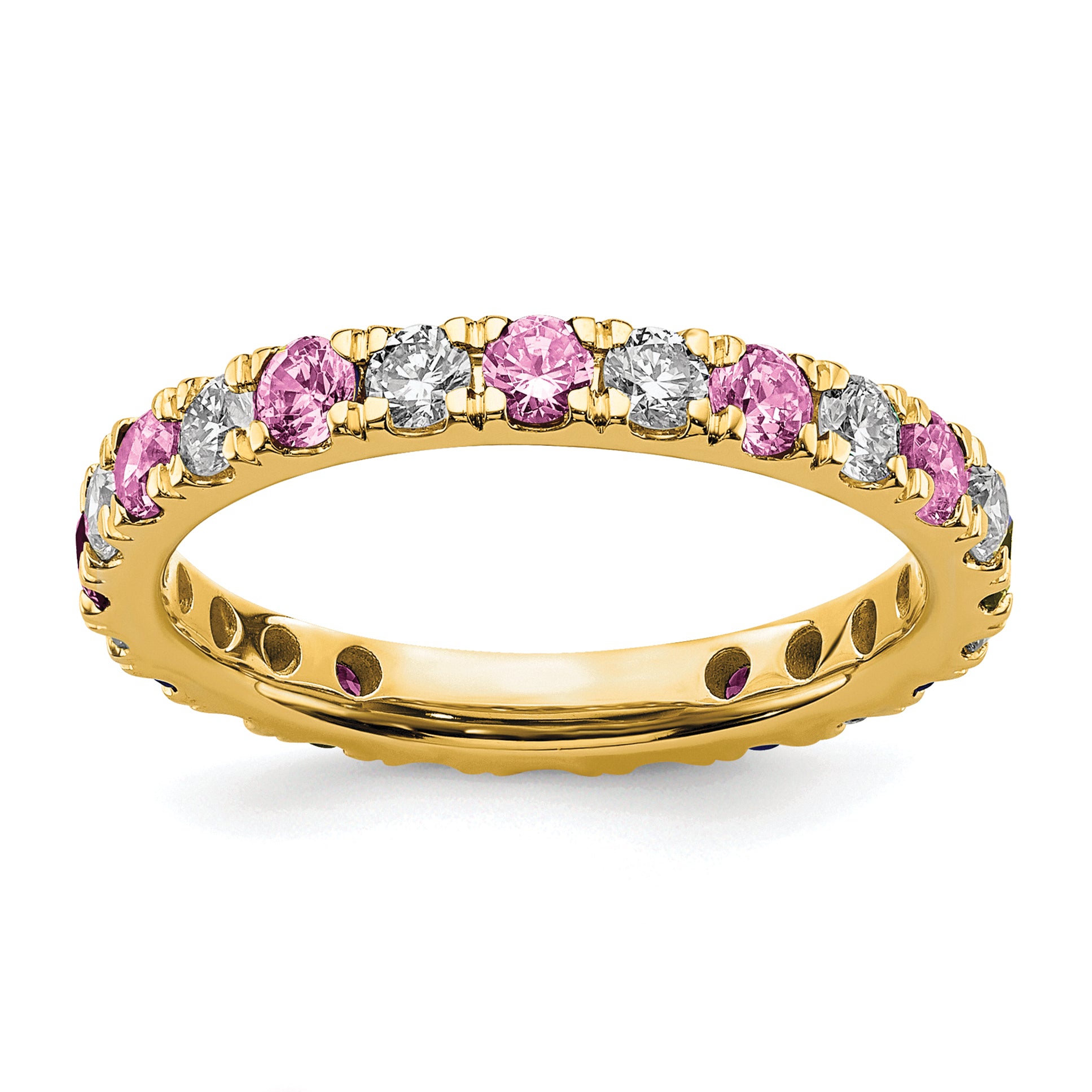 14K Lab Grown Diamond VS/SI GH & Cr Pink Sapp Eternity Band