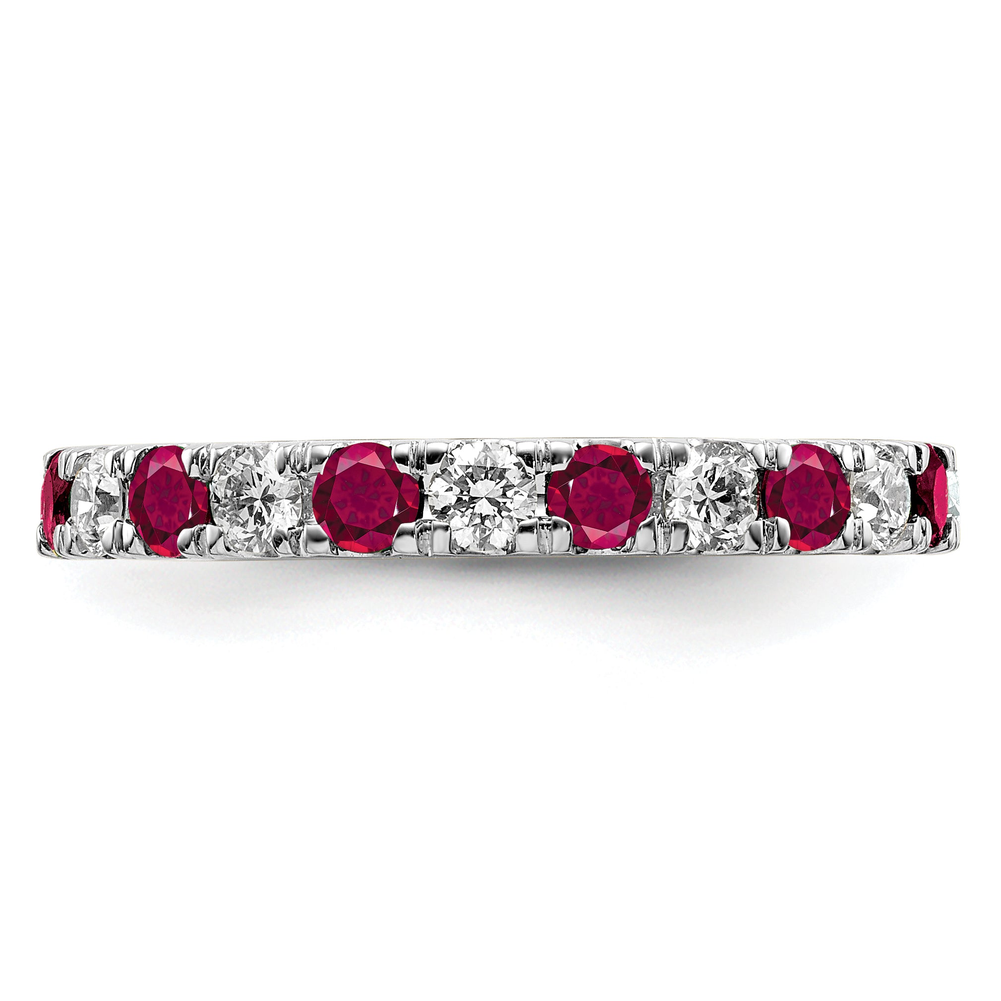 14K White Gold Lab Grown Diamond VS/SI GH & Cr Ruby Eternity Band