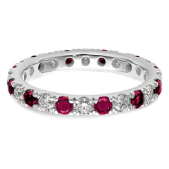 14K White Gold Lab Grown Diamond VS/SI GH & Cr Ruby Eternity Band