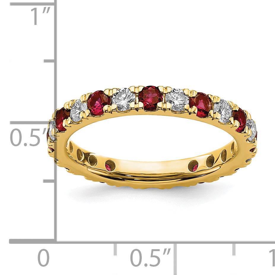 14K Lab Grown Diamond VS/SI GH & Cr Ruby Eternity Band