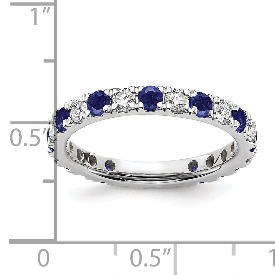 14K White Gold Lab Grown Dia VS/SI GH & Cr Blue Sapp Eternity Ban