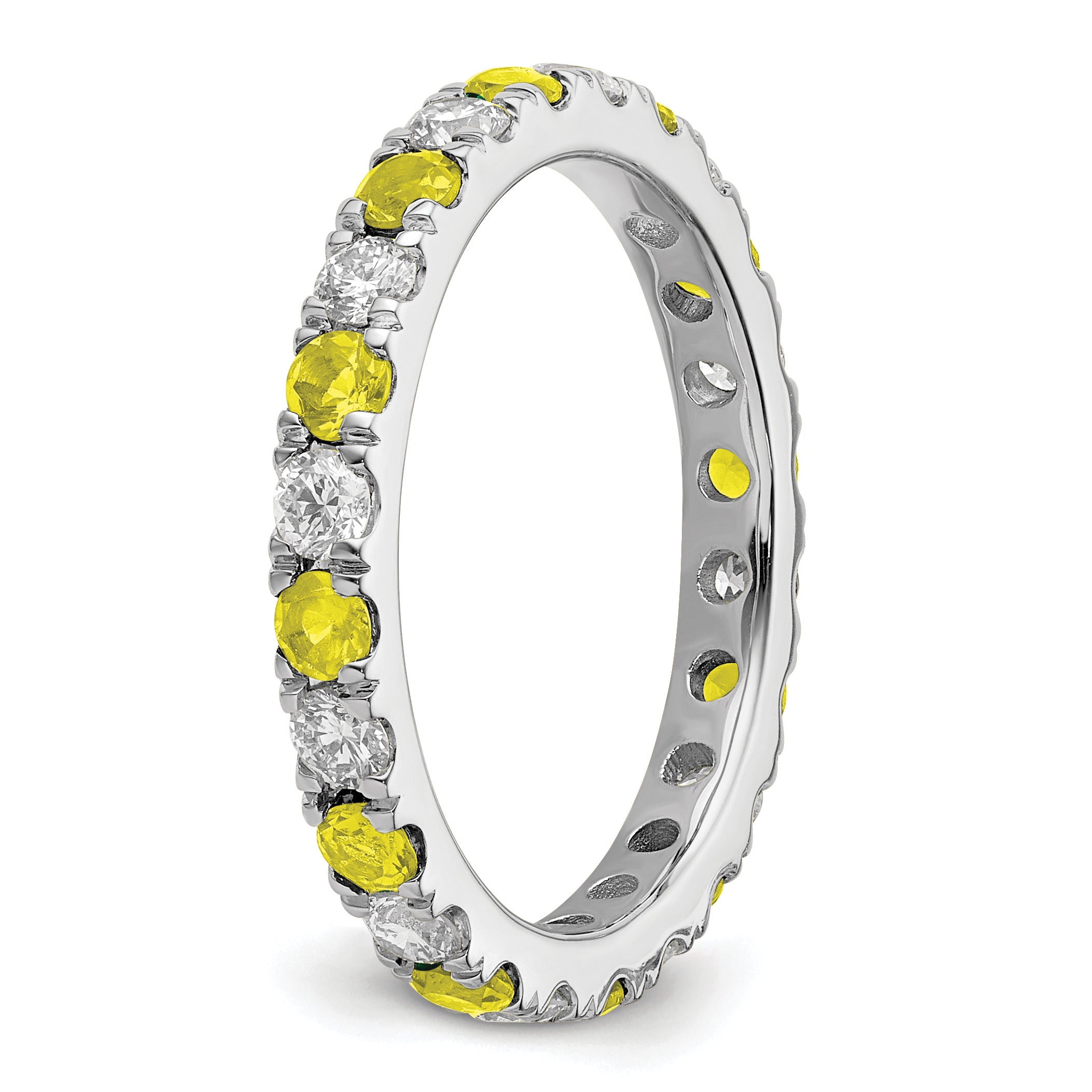 14K White Gold Lab Grown Dia VS/SI GH & Cr Yellow Sapp Eternity B