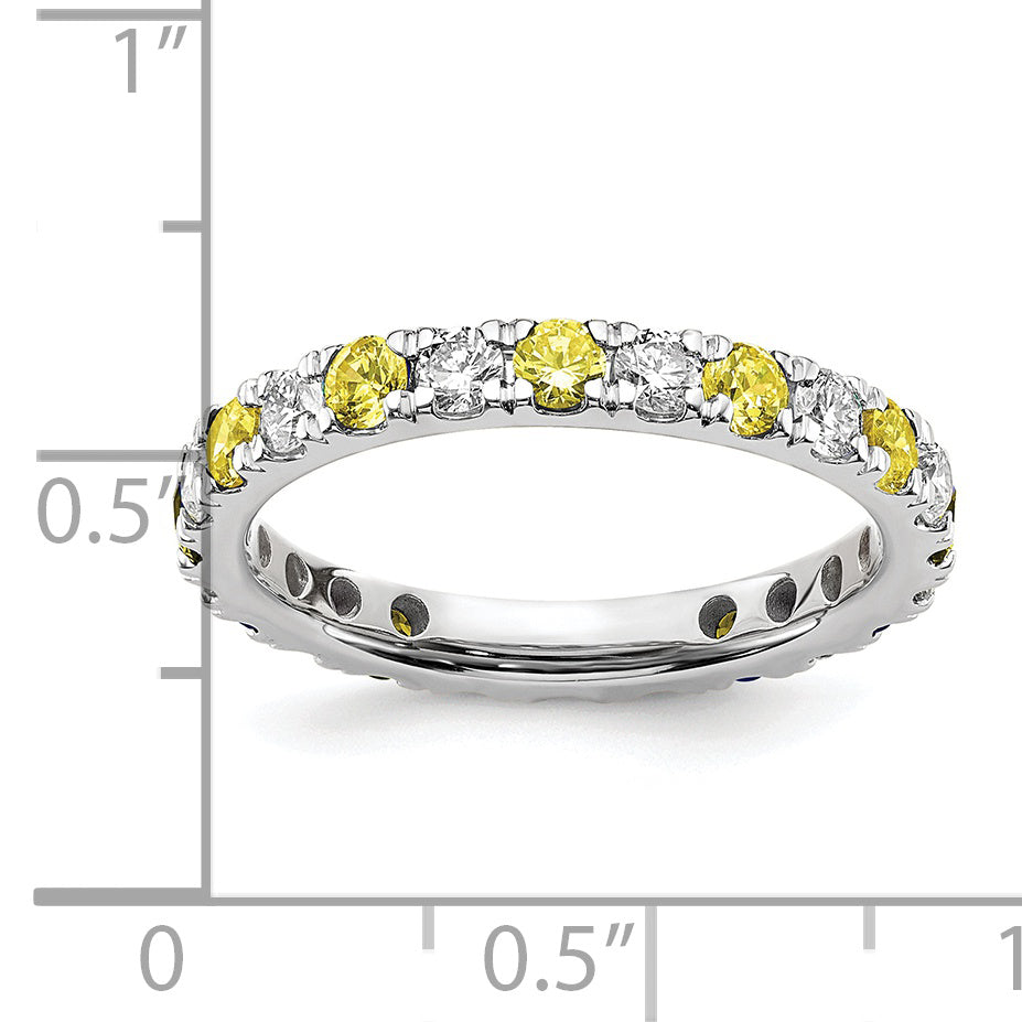 14K White Gold Lab Grown Dia VS/SI GH & Cr Yellow Sapp Eternity B