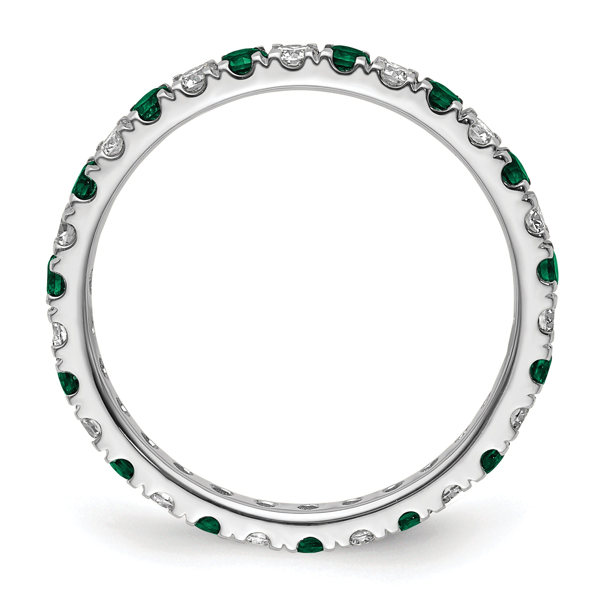 14K White Gold Lab Grown Dia VS/SI GH & Cr Emerald Eternity Band